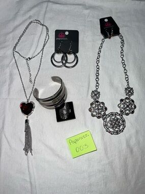 paparazzi Silver-Tone Heart Tassel Necklace with Red Crystal